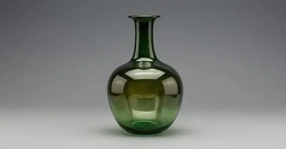 17th c green glass oil bottle