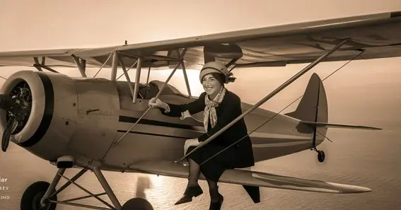 helen keller flying a plane